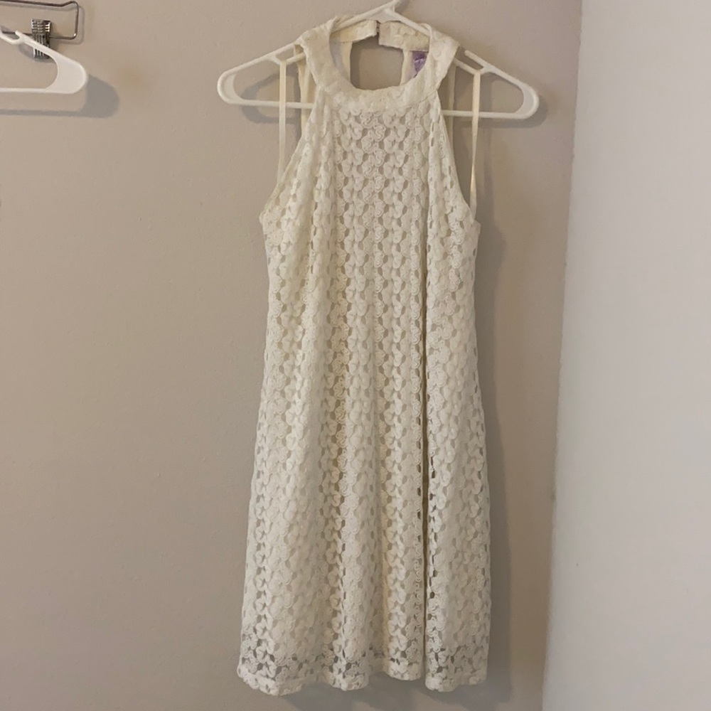 White eyelet shift dress